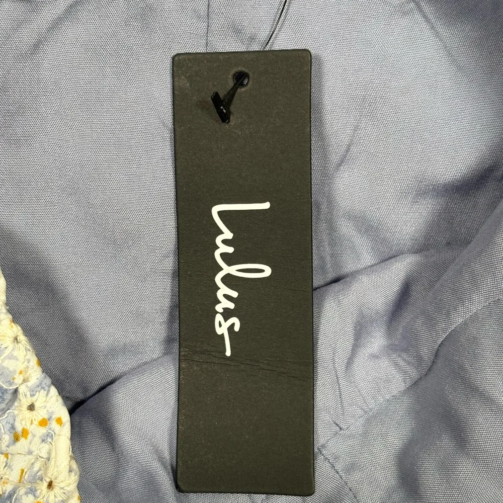 NWT Lulu's Effortless Personality Floral Embroidered Mini Dress Women’s S Blue - Picture 7 of 13